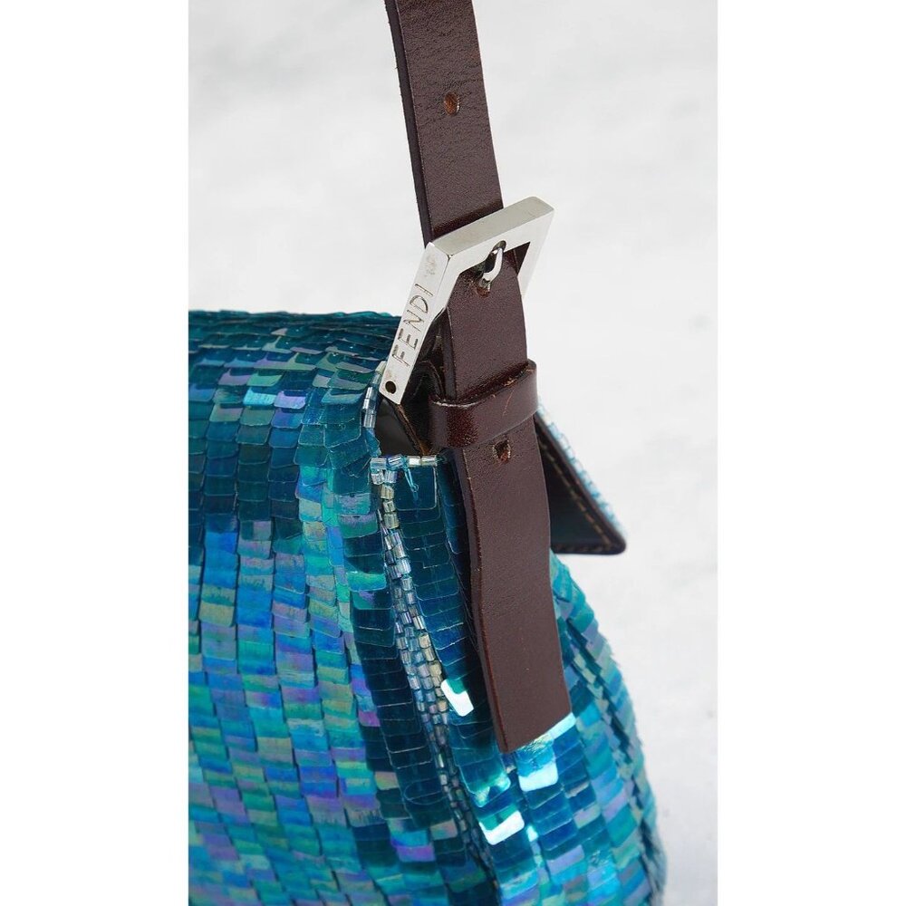 Vintage Fendi FWRD Renew Sequin Baguette Shoulder Bag in Blue Womens Handbag - Picture 6 of 16